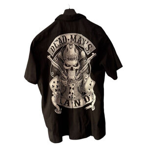 Men's Bikewear Dead Mans Hand Button Up Biker Shirt Size 3XL